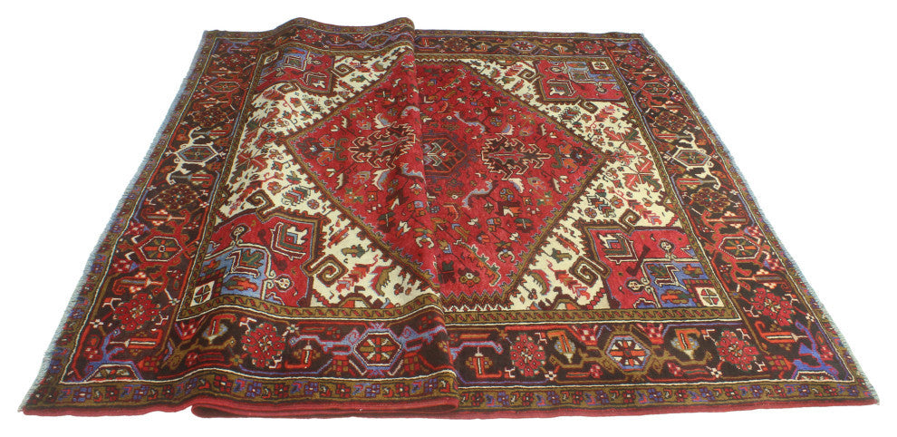 Vintage Heriz Pouneh Rust/Charcoal Rug, 8'0x10'10