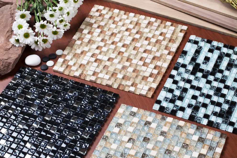 Mesh Pess/Beige Mosaic, 12"x12" Sheets, Set of 10