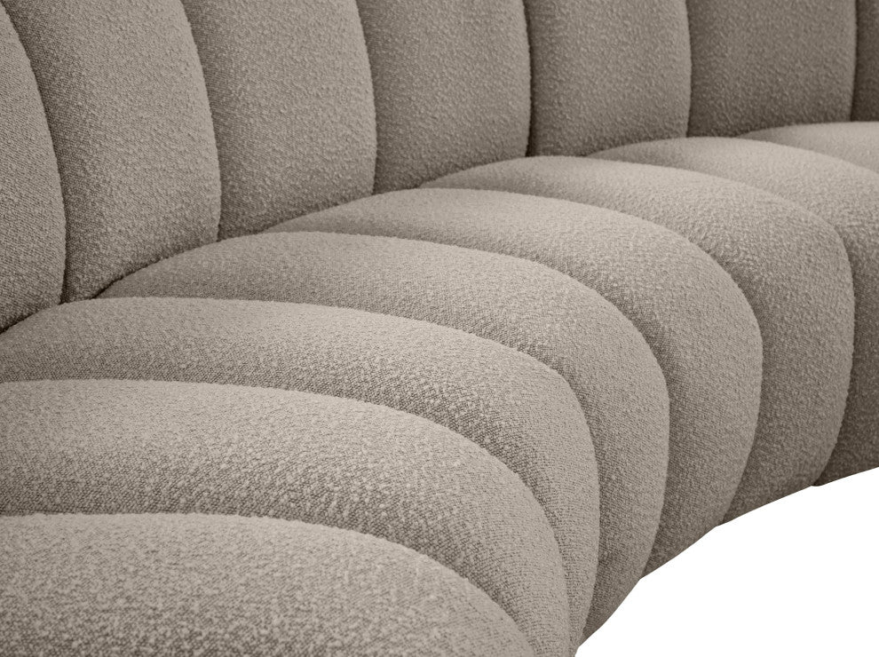 Infinity Black Boucle Fabric Upholstered Arc Shaped Modular Sectional, Brown, 9-Piece, Arc-Shaped