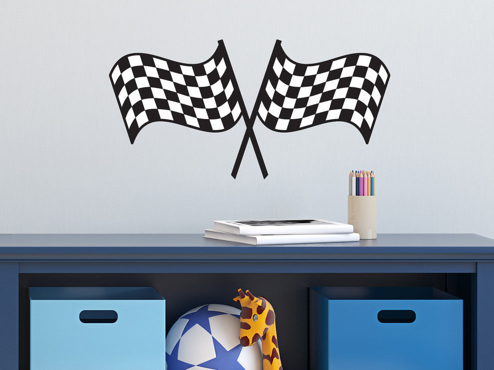 Racing Checkered Flags Fabric Wall Decal