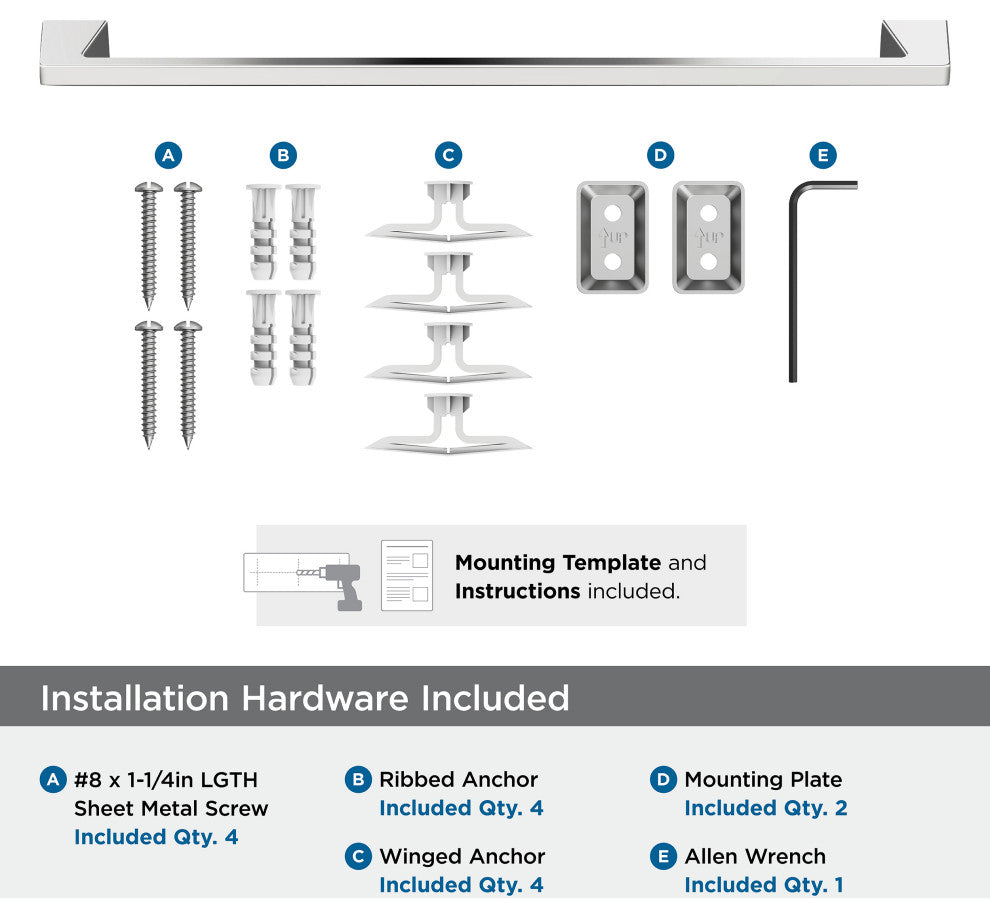 Amerock Blackrock Contemporary Towel Bar, Chrome, 24" Center-to-Center