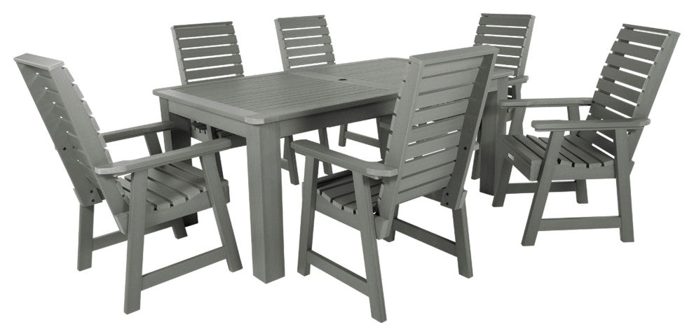 Weatherly 7-Piece Rectangle Dining Set, Coastal Teak