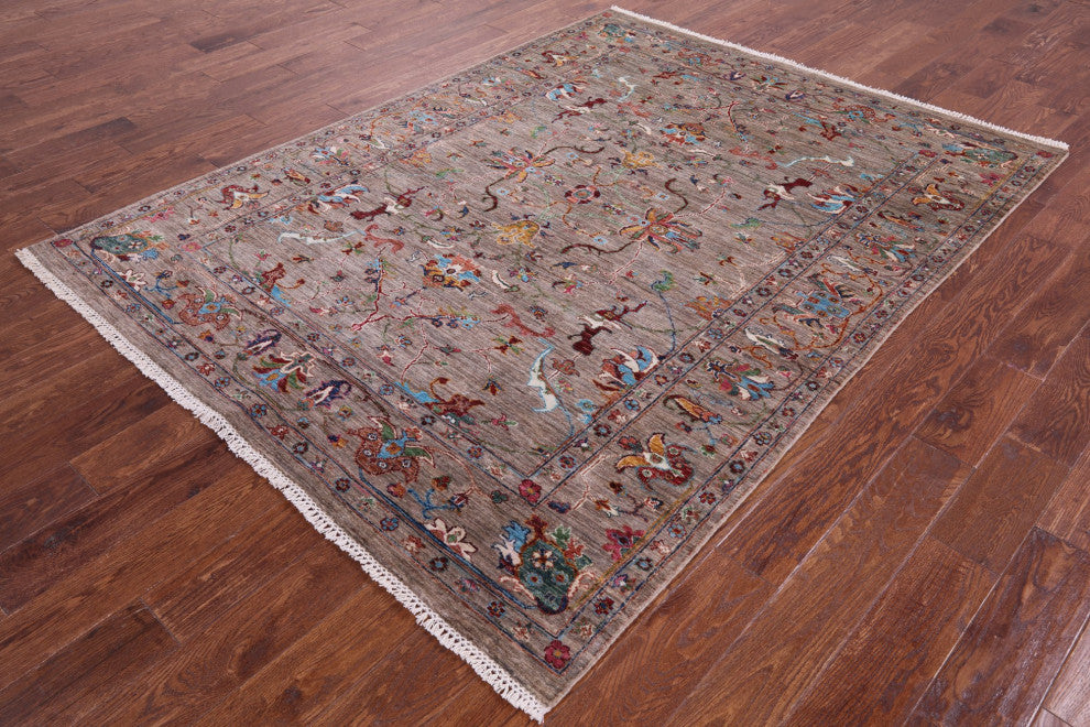 5' 8" X 7' 6" Persian Tabriz Hand Knotted Wool Rug Q11276