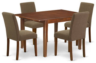 5Pc 42/54" Dining Table, 12, Self Storing Butterfly Leaf, Four Chair, Coffee