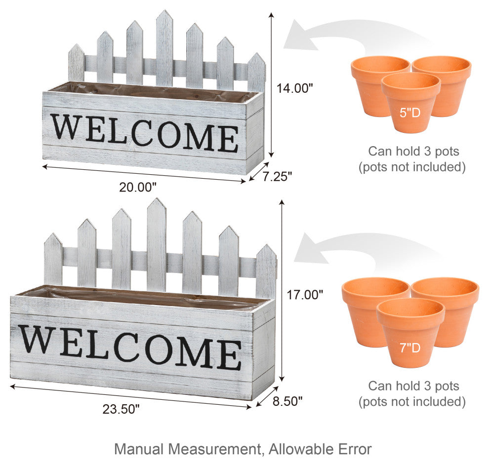 Set of 2 Fence-Inspired Planter Stands, White