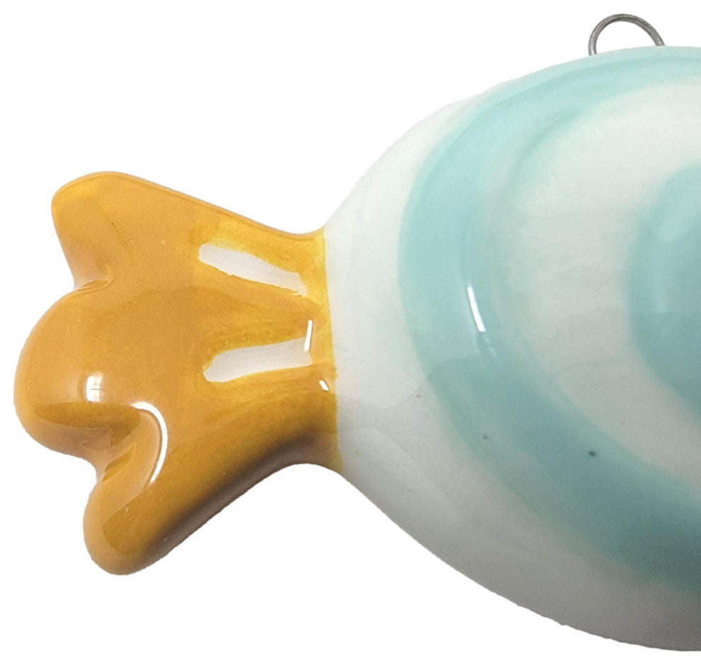 Set of 3 Striped Ceramic Candy Ornaments Bonbon Old Fashioned Vintage Style, Red Swirl/Blue/Pink