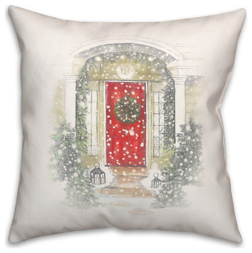 Home For Holidays Door 20x20 Spun Poly Pillow