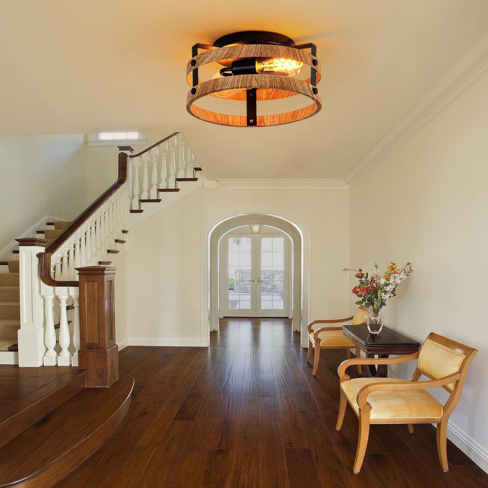 2-Light Flush Mount Ceiling Light Fixture Farmhouse Light Fixtures Ceiling