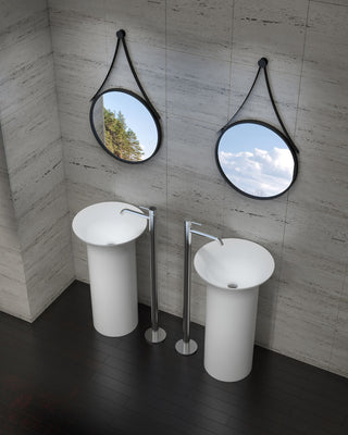 18" Polystone Free-Standing Bathroom Sink, Matte White, No Faucet
