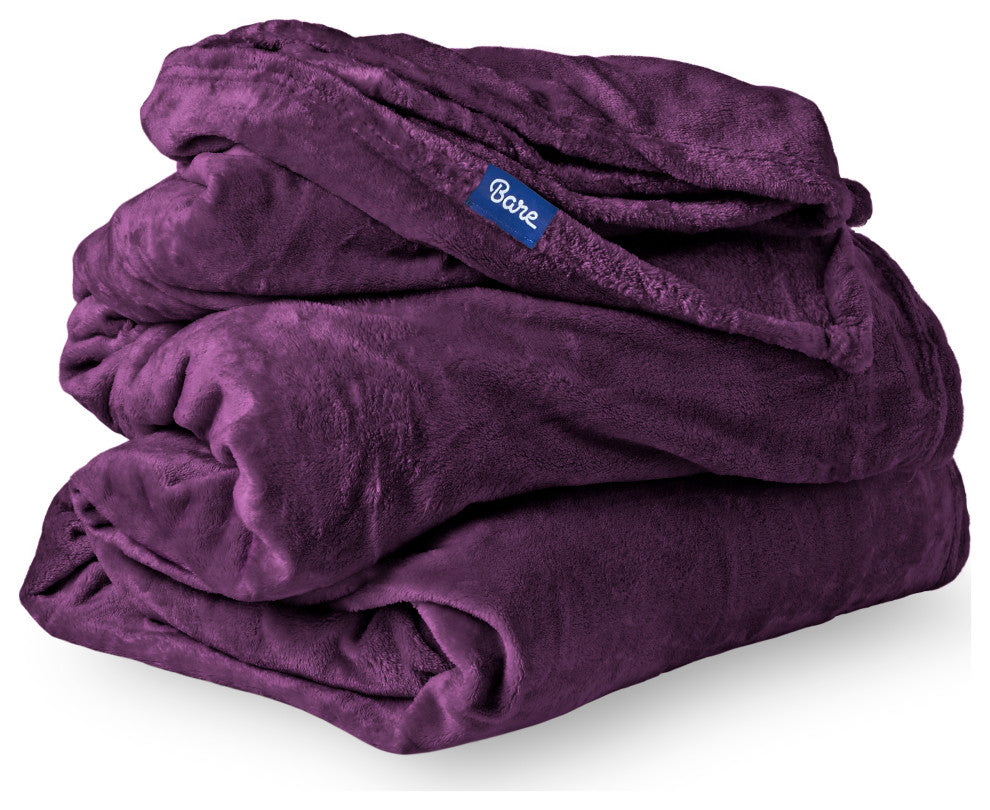 Bare Home Microplush Fleece Blanket, Plum, King