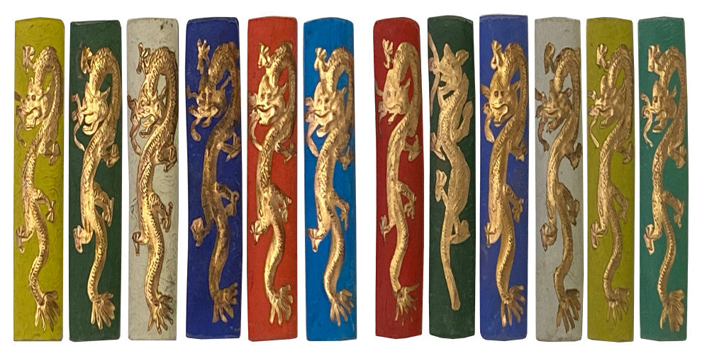 Chinese Calligraphic Multi Color Ink Sticks With Golden Color Dragon Hws3151