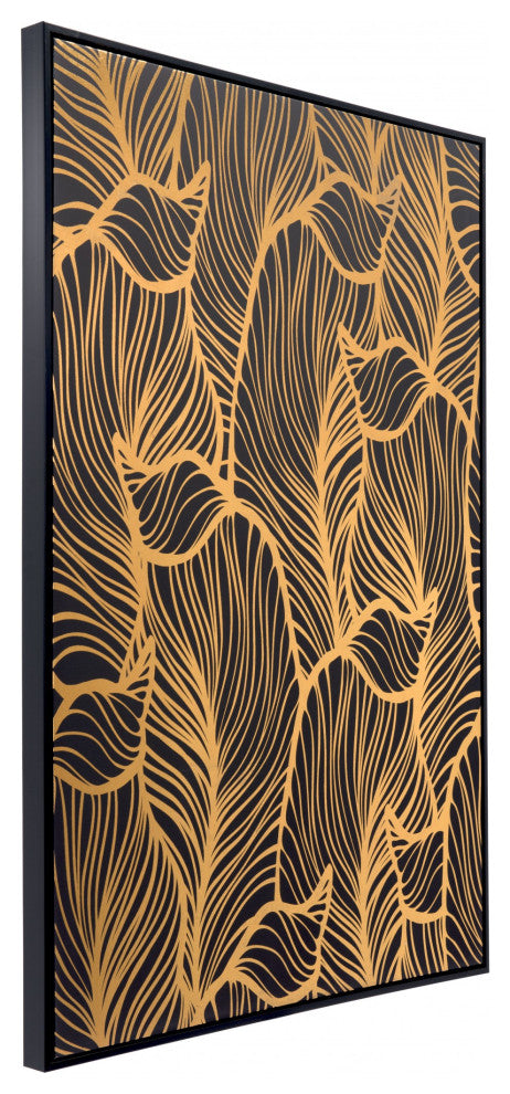 Black and Gold Modern Floral Wall Art