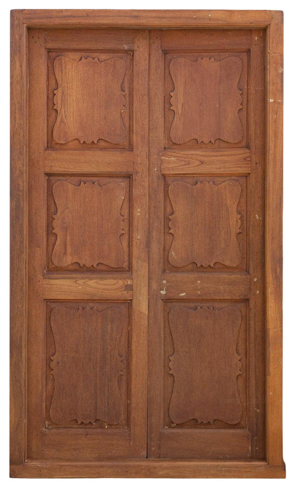 Antique British Colonial Teak Doors with Frame