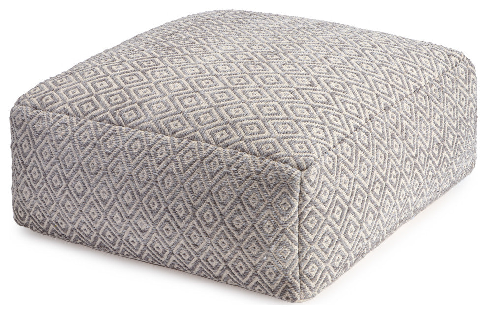 Willamette Slate 34" x 34" x 16" Gray and Beige Ottoman