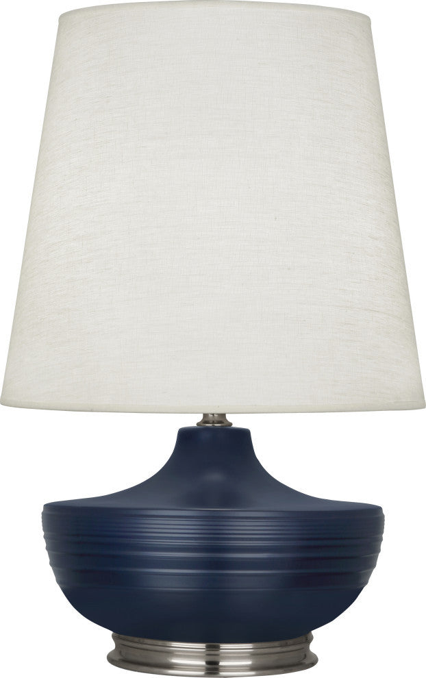Michael Berman Nolan Table Lamp, Matte Midnight Blue and Dark Antique Nickel