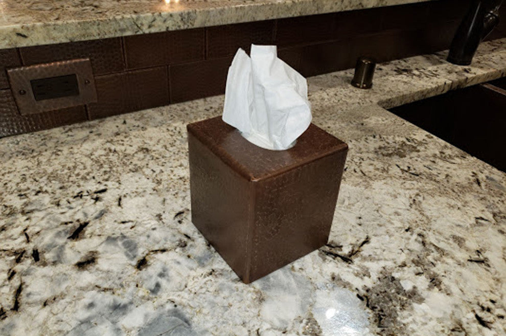 Small Hand Hammered Copper Tissue Box Cover