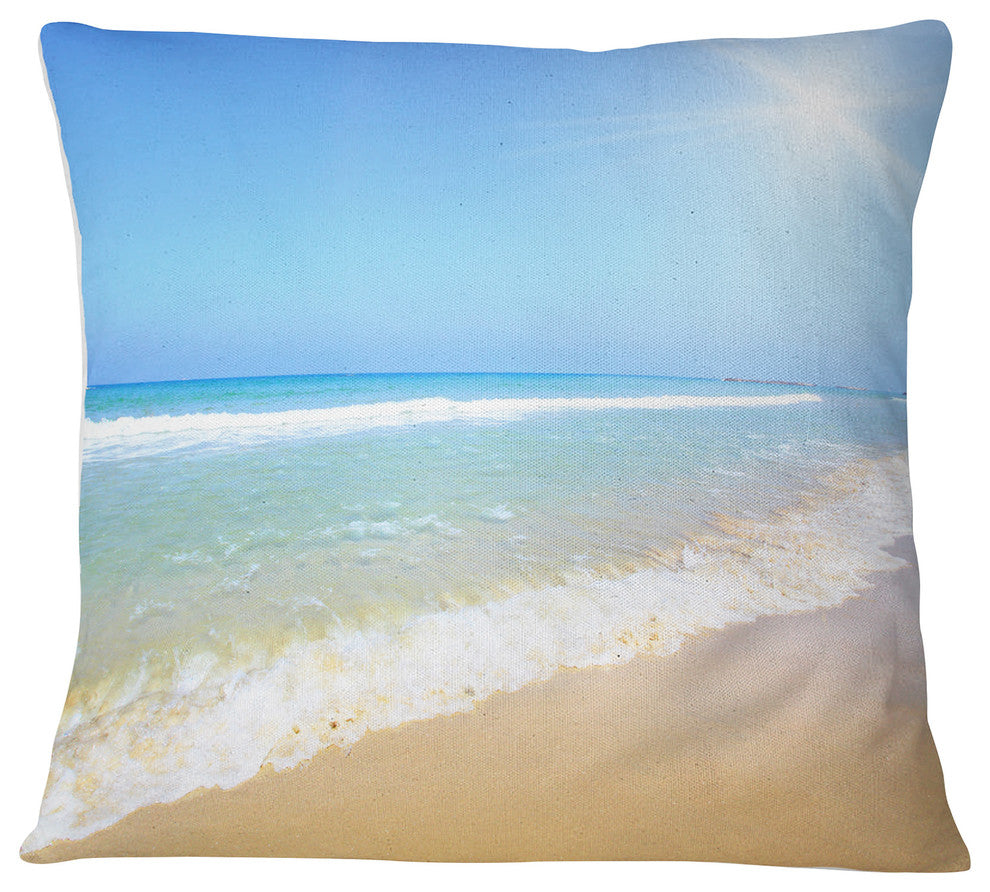 Sun Over Tropical Beach Seashore Photo Throw Pillow, 18"x18"