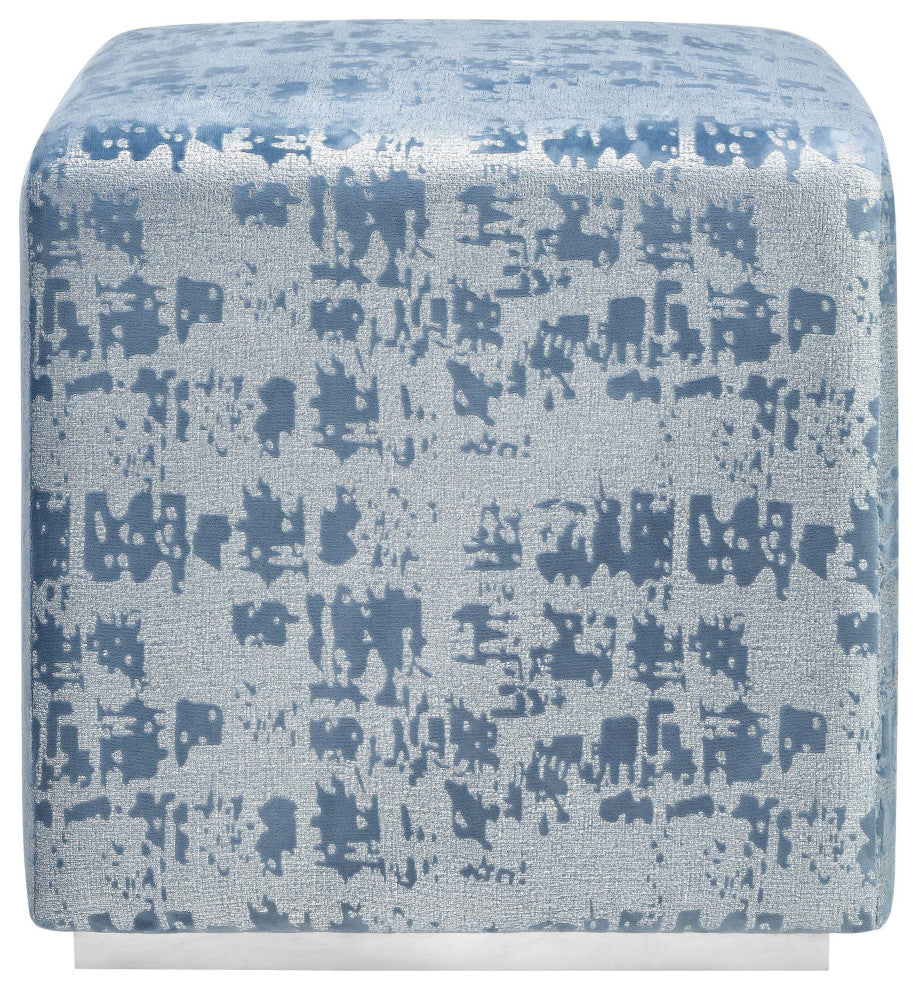 Kent Blue Textured Velvet Ottoman