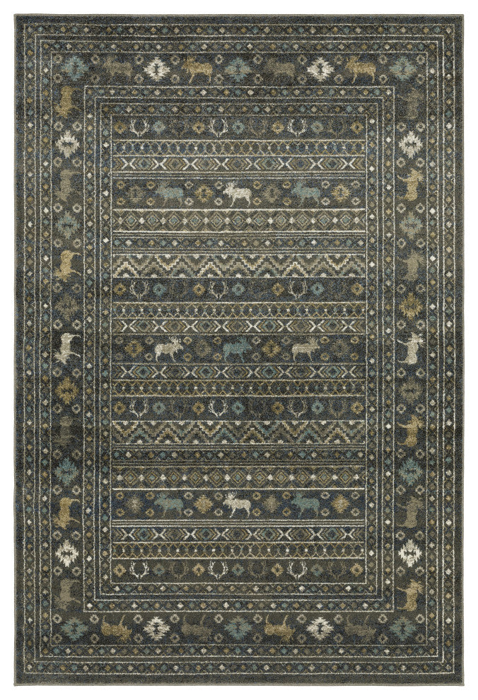 Vander Frontier Blue/Gold Indoor Area Rug, Blue, 3'10"x5'5"