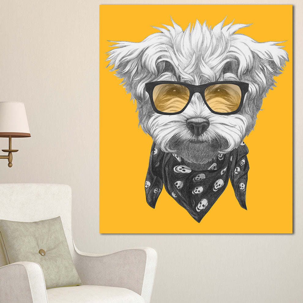 Maltese Poodle with Sunglasses, Animal Canvas Art Print, 30"x40"