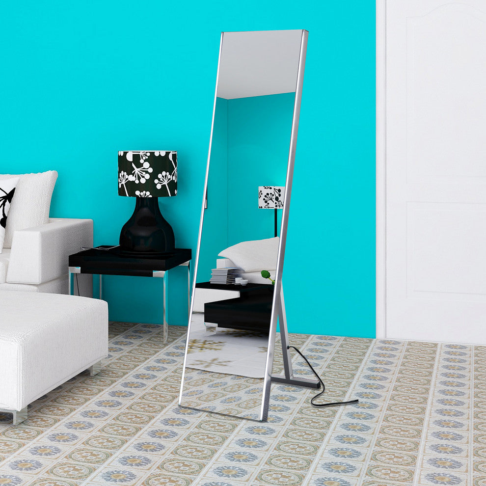 Vanity Art LED Lighted Floor Mirror With Sensor Switch
