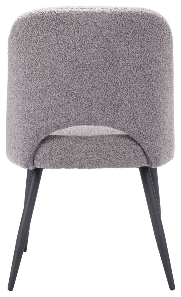 Dining Chair, Set of 2, Steel Metal, Fabric, Gray, Black, Cafe Bistro