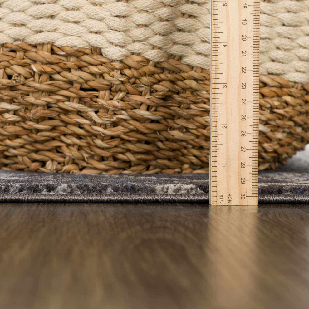 Hauteloom Georgiana Charcoal Area Rug, 5'3"x7'3" Rectangle