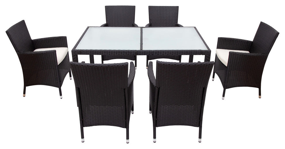 7 Pieces Outdoor Patio Rattan Dining Table Set With Cushions
