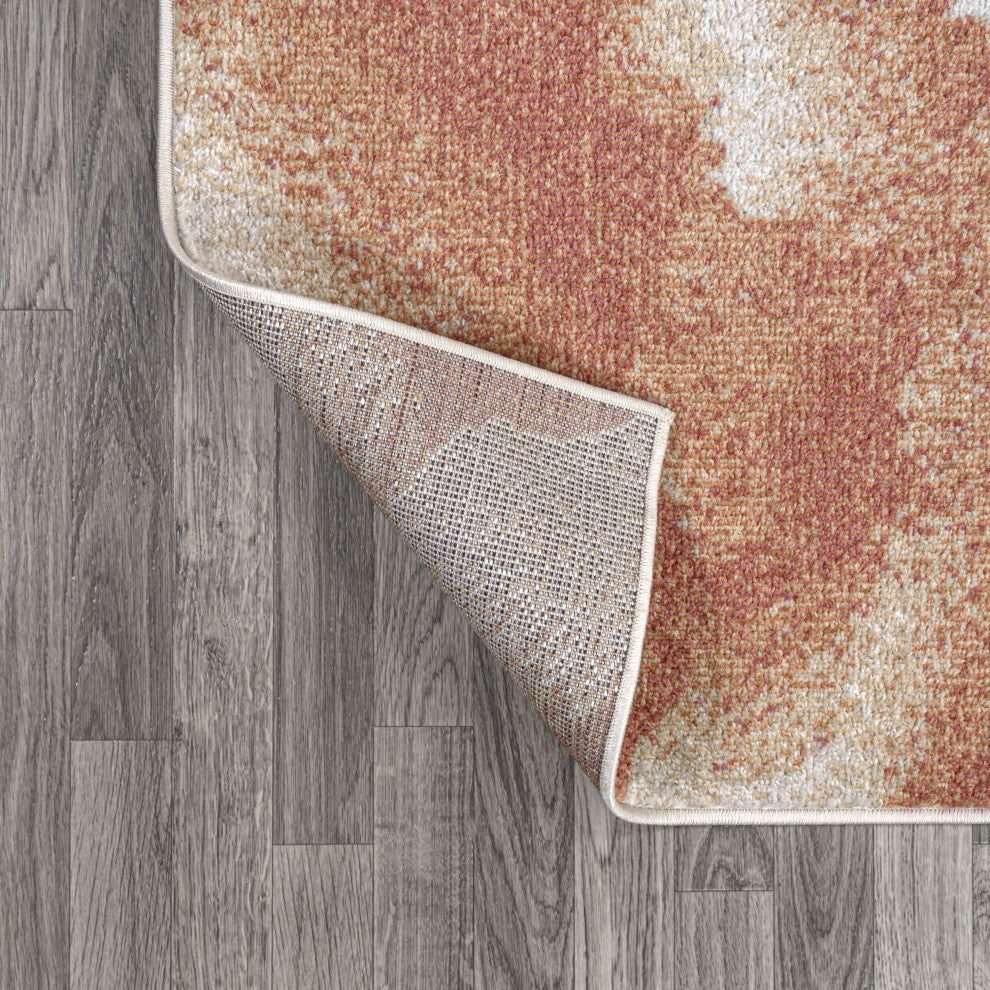 Petalo Abstract Two-Tone Modern Orange/Cream 2 ft. x 8 ft. Runner Rug