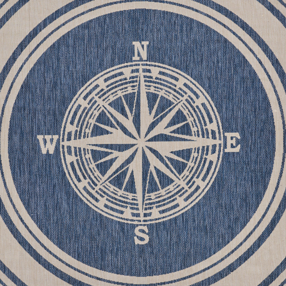 Nautical Navigation Indoor Outdoor Rug, 7'6" Round