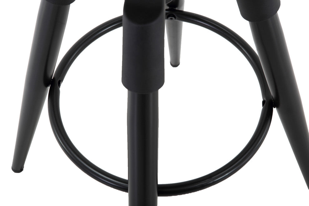 Backless Round Adjustable 4-Legged Metal Barstool, Matte Black