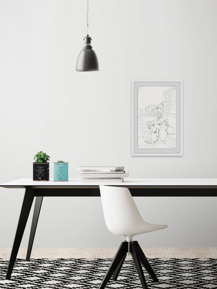 "Coffee Break" Framed Painting Print, 8"x12"