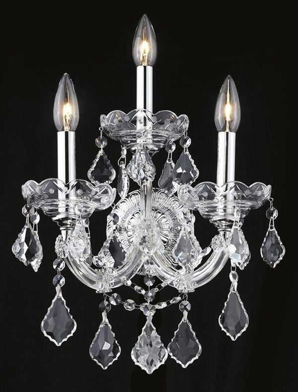 Elegant Maria Theresa Wall Sconce, Chrome Finish With Royal Cut Crystal