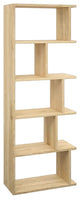 Modern Bookcase, Unique Geometric Design With 5 Cubbies & Bayside Shelves, Oak
