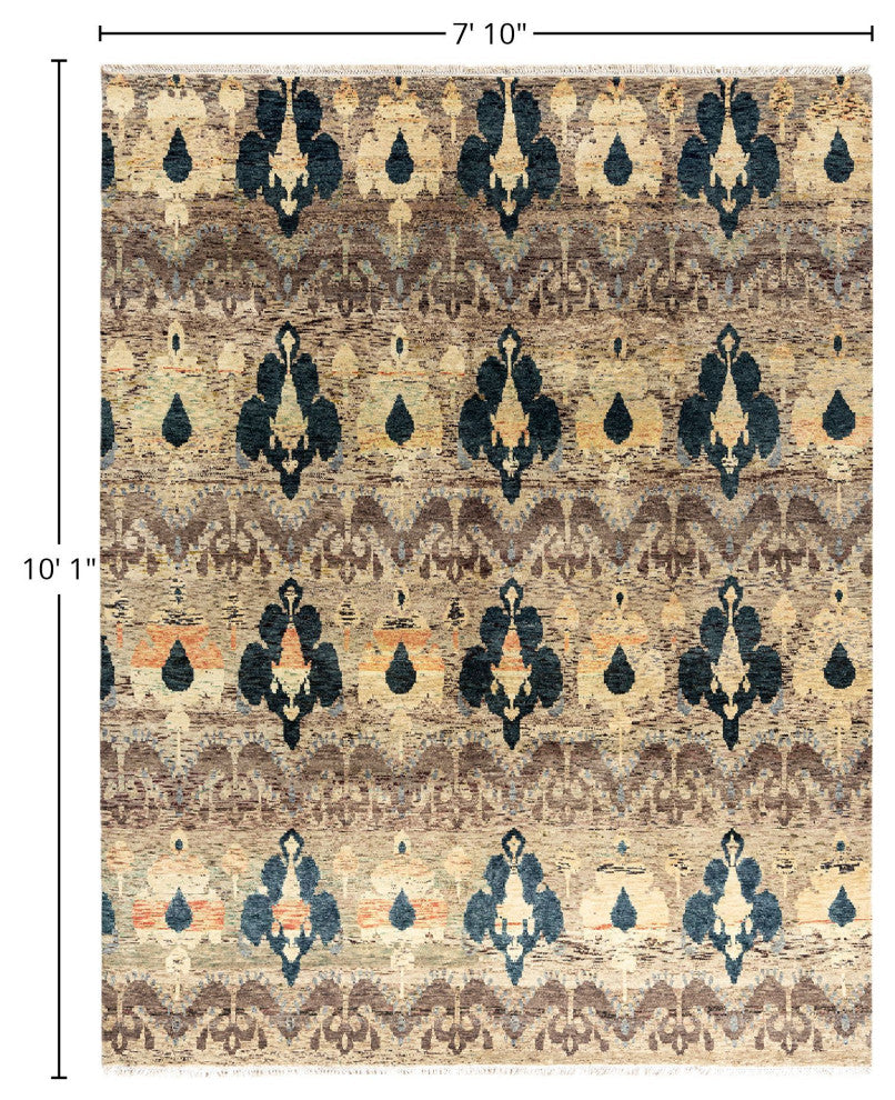 Ikat One-of-a-Kind Handmade Area Rug Brown, 7' 10" x 10' 1"