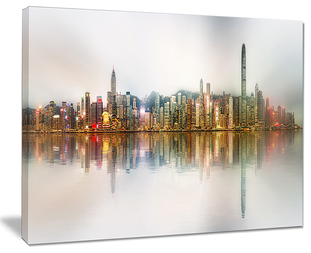 "Singapore Financial District" Panorama Cityscape Wall Art, 40"x30"