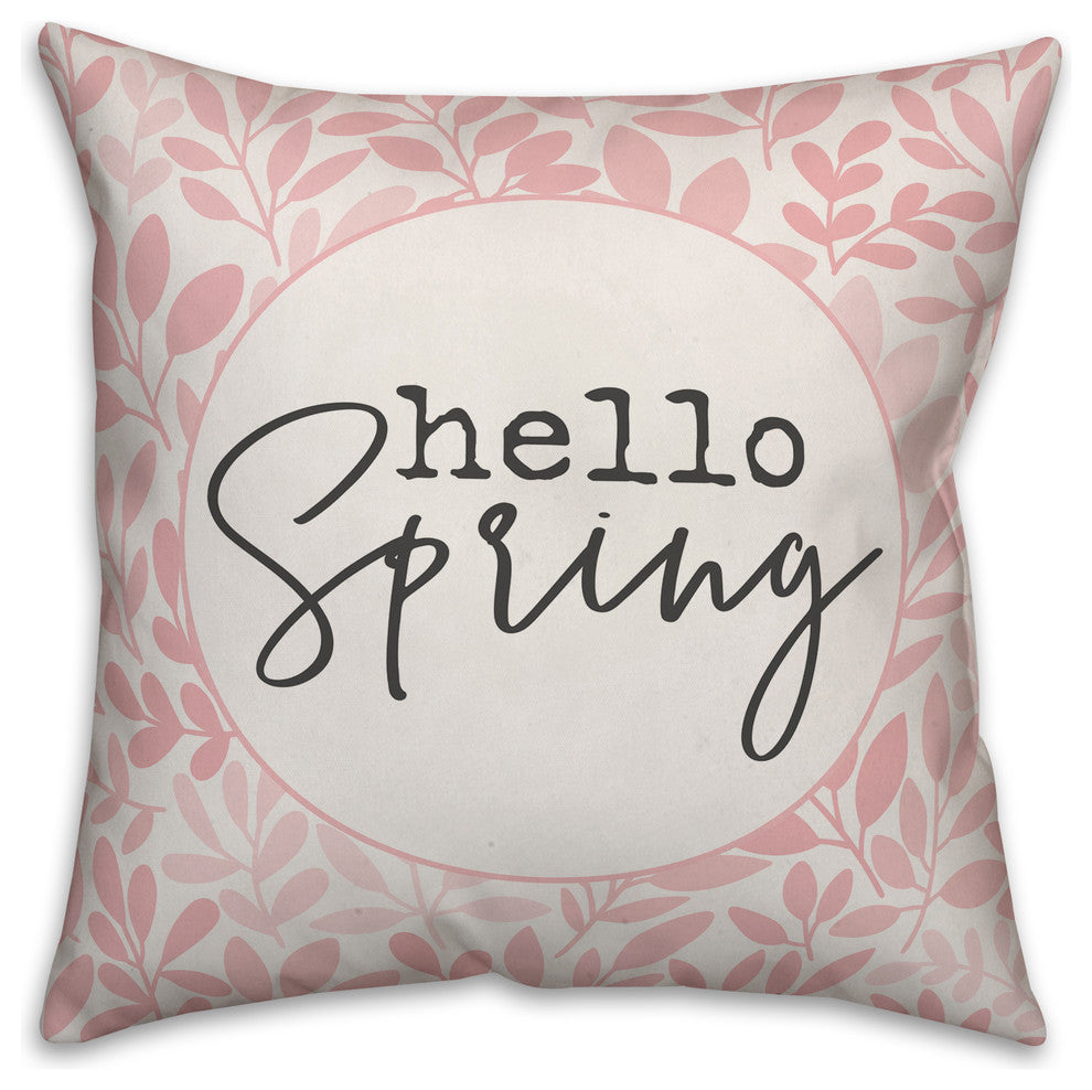 Hello Spring Floral 18x18 Throw Pillow Cover