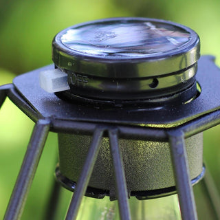 5.75" Black Diamond-Shaped Solar Powered LED Outdoor Patio Lantern