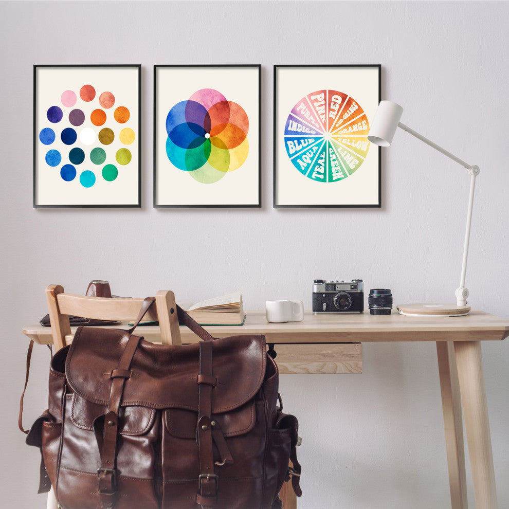 Primary Color Tones Blended Hue Chart Wheel Diagram, 3pc, each 16 x 20
