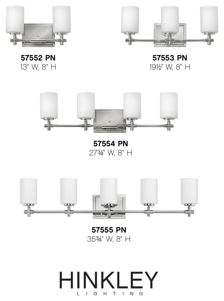 Hinkley Laurel Three Light Vanity, Polished Nickel