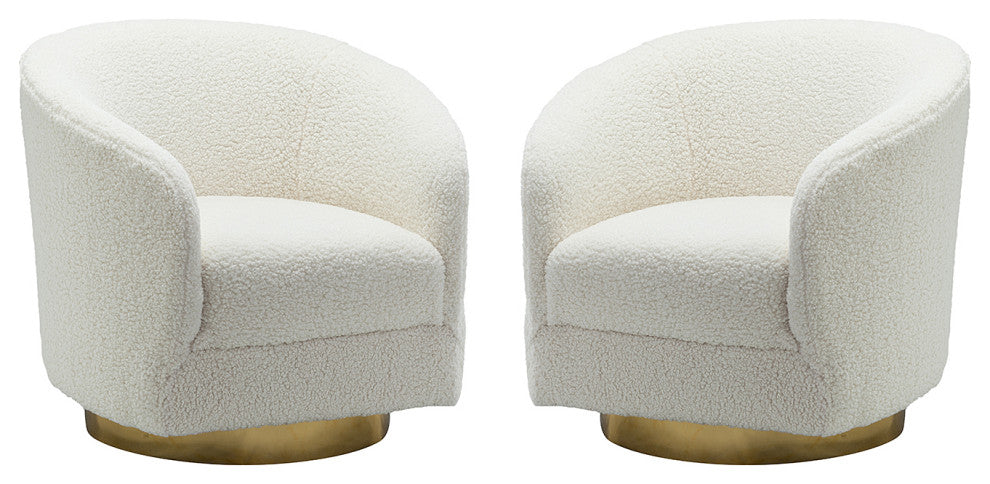 Swivel Barrel Chair, Set of 2, Ivory