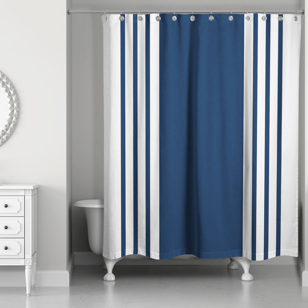 Farmhouse Stripe Shower Curtain, Blue