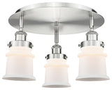 Canton-3 Light 17" Flush Mount-Satin Nickel, Matte White Glass Shade