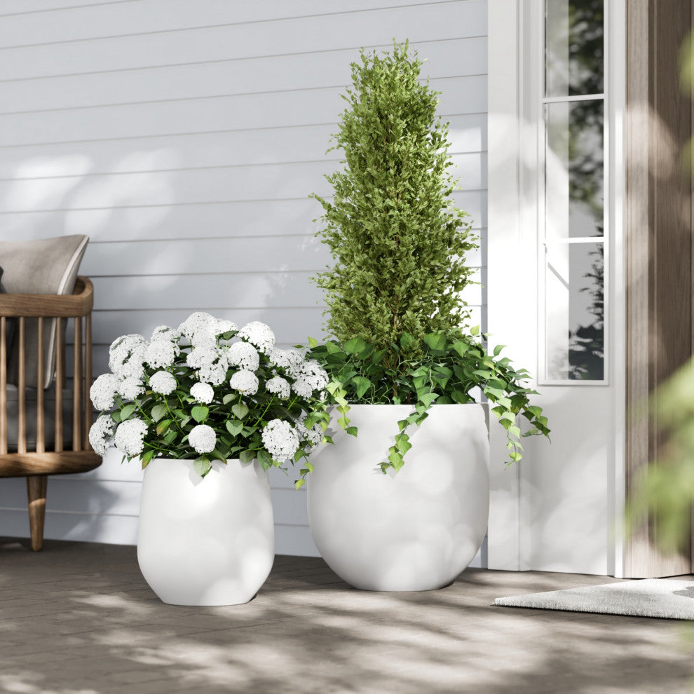 DTY Signature Mount Antero 1-piece Fiberstone Bullet Planter, White, Medium