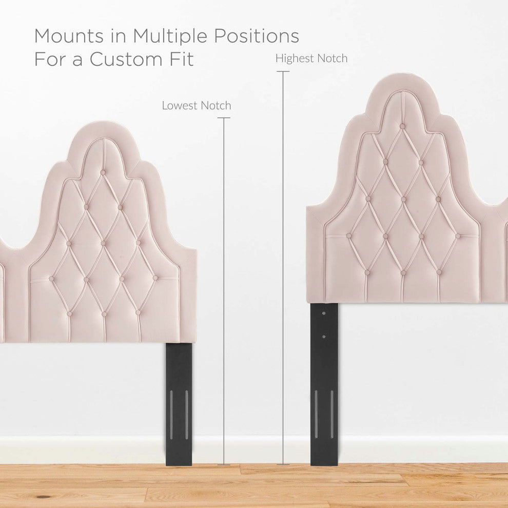 Tufted Platform Bed Frame, Twin Size, Velvet, Pink, Modern Contemporary, Bedroom