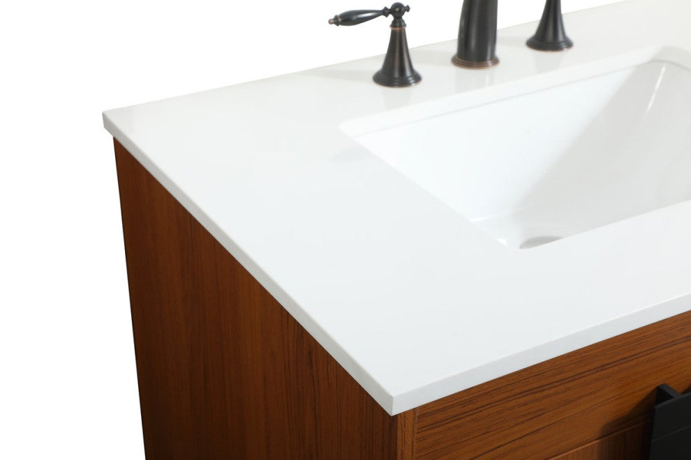 Home Living 22" Modern Teak-Light Bathroom Vanity