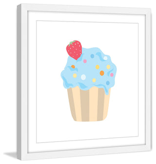 "Blue Cupcake" Framed Painting Print