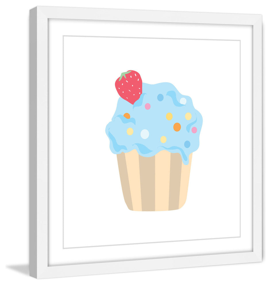 "Blue Cupcake" Framed Painting Print