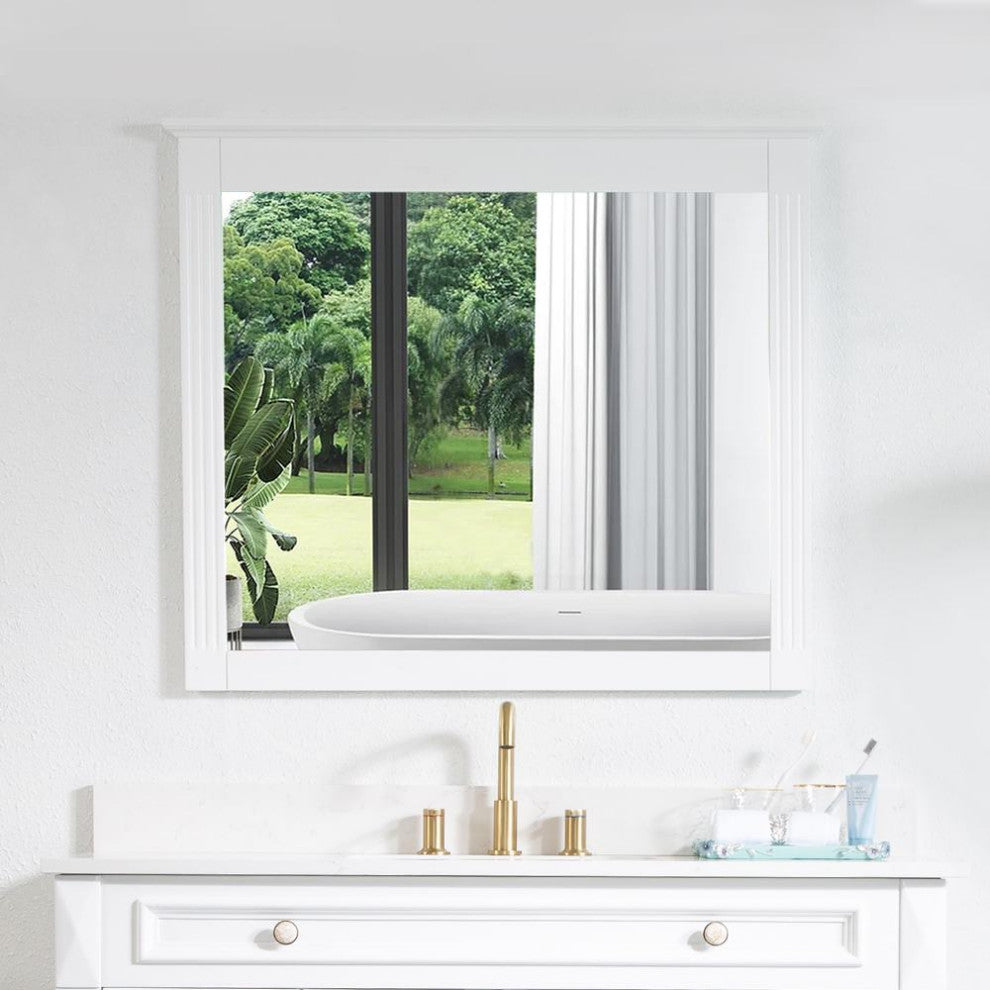 48 Inch Bathroom Vanity Set with 38 Inch Mirror, Quartz Top, cUPC Certified Sink, White