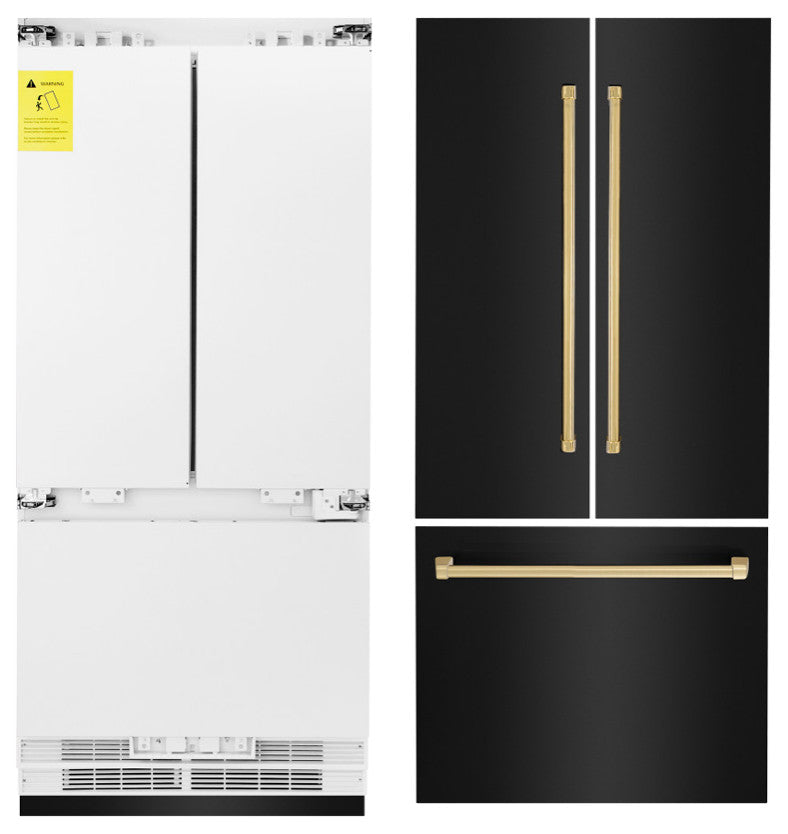 ZLINE Refrigerator With Internal Water, Black Stainless With Gold RBIV-BS-36-G